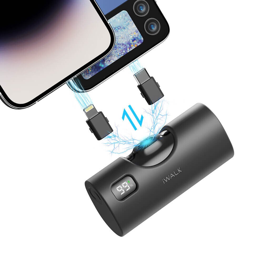 แบตเตอร์รี่สำรอง IWALK LINKPODX 5000 MAH สี BLACK เปลี่ยนหัวชาร์จได้ทั้ง LIGHTNING และ TYPEC_1